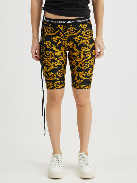 Versace Jeans Couture Žluto-černé dámské vzorované krátké legíny Versace Jeans Couture