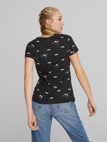 Puma Černé dámské vzorované tričko Puma Logo Power