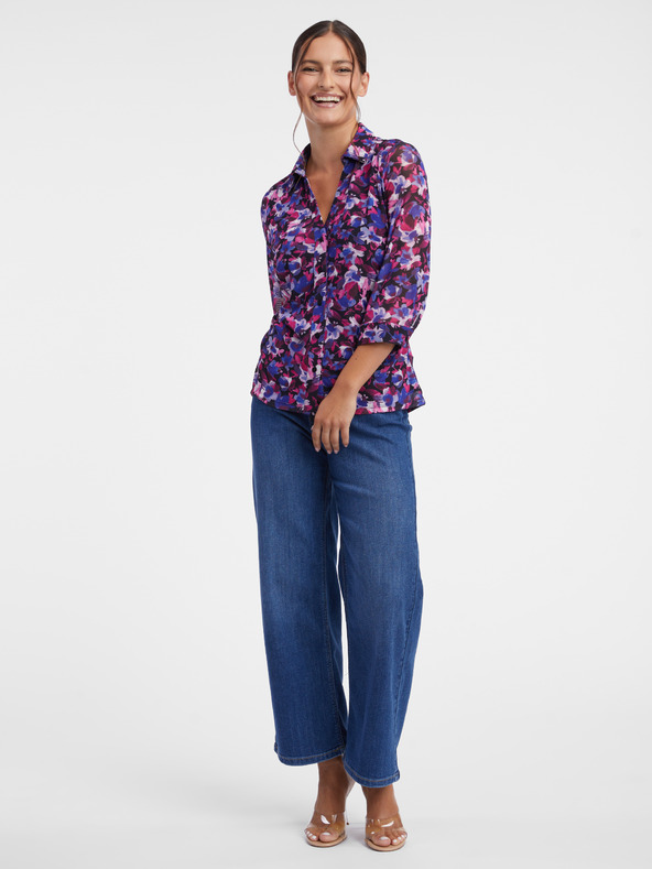 Orsay Fialová dámská květovaná halenka ORSAY