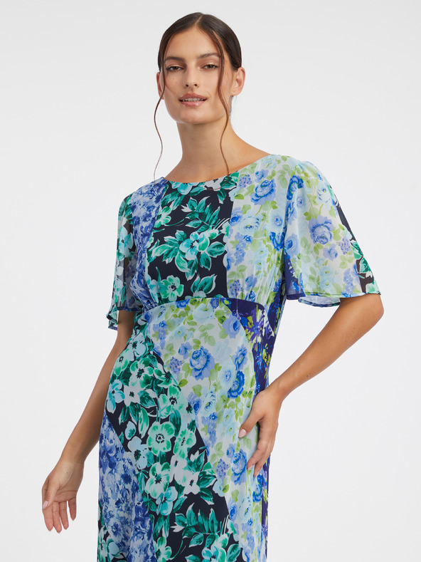 Orsay Modré dámské květované midi šaty ORSAY