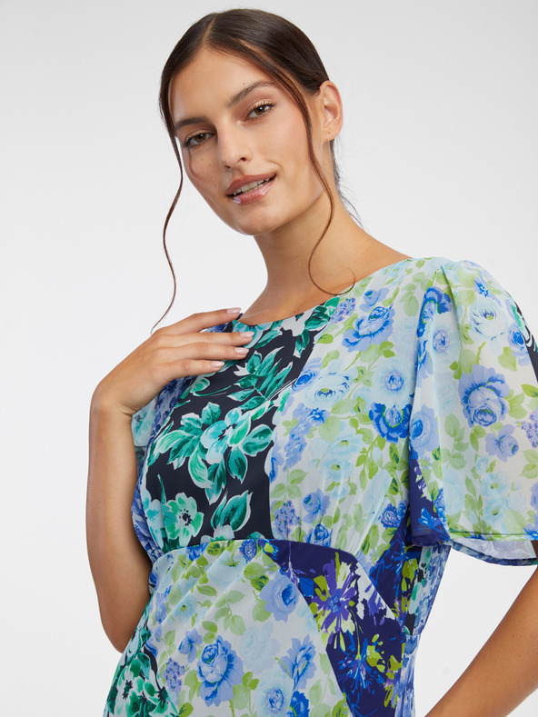 Orsay Modré dámské květované midi šaty ORSAY