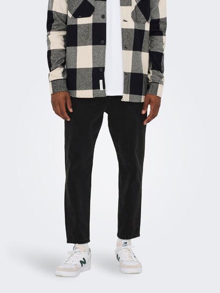ONLY & SONS Černé zkrácené straight fit džíny ONLY & SONS Avi