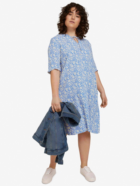 Tom Tailor Modré květované šaty Tom Tailor