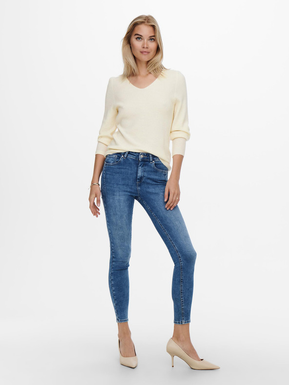 ONLY Krémový žebrovaný basic svetr ONLY Latia