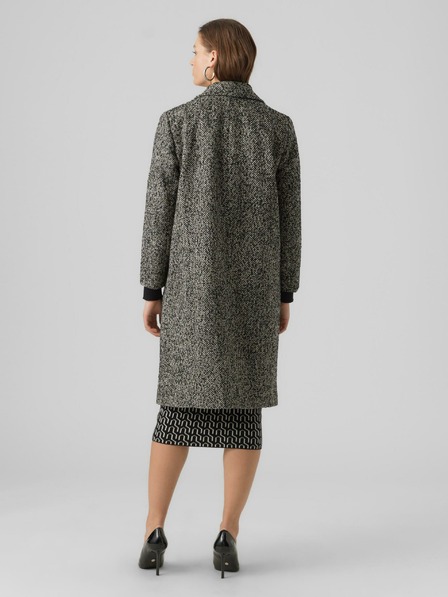 AWARE by VERO MODA Šedo-černý dámský vzorovaný kabát AWARE by VERO MODA Gaida