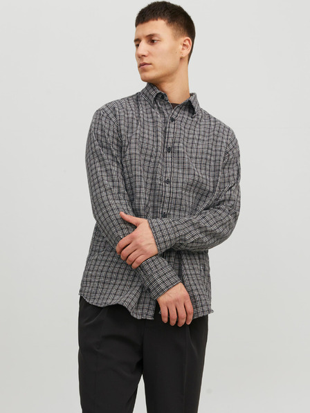 Jack & Jones Černá pánská kostkovaná košile Jack & Jones Gracia