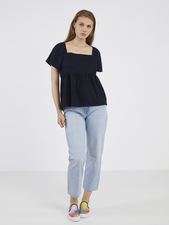 Jacqueline de Yong Tmavě modrý dámský lněný top JDY Say