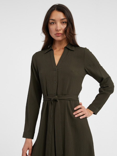 ONLY Khaki dámské košilové midišaty ONLY Martina