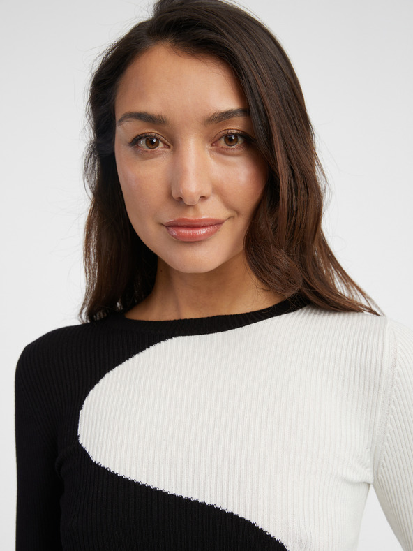 ONLY Bílo-černý dámský vzorovaný svetr ONLY Polly