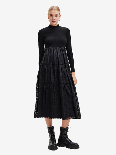Desigual Černé dámské midišaty Desigual Misha