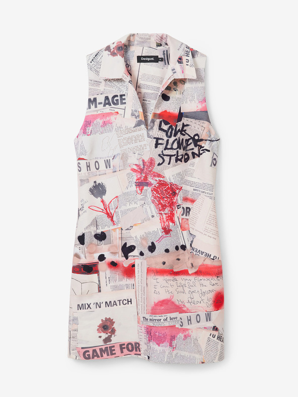 Desigual Růžovo-bílé dámské vzorované šaty Desigual Loa