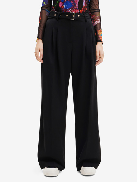 Desigual Černé dámské široké kalhoty Desigual Otto
