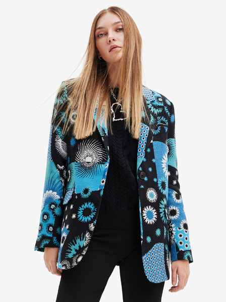 Desigual Modré dámské vzorované sako Desigual Sissy