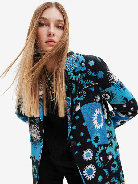 Desigual Modré dámské vzorované sako Desigual Sissy