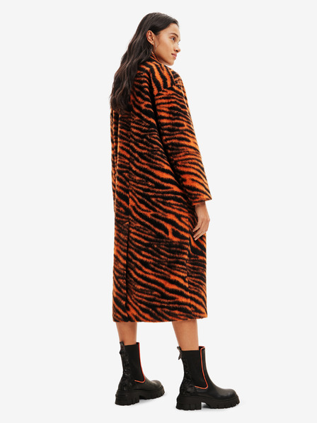 Desigual Oranžový dámský vzorovaný kabát Desigual Esmeralda