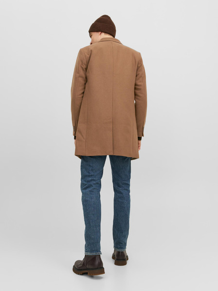 Jack & Jones Hnědý pánský kabát s příměsí vlny Jack & Jones Morrison