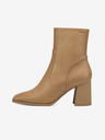 Tamaris Světle hnědé kožené kotníkové boty na podpatku Tamaris