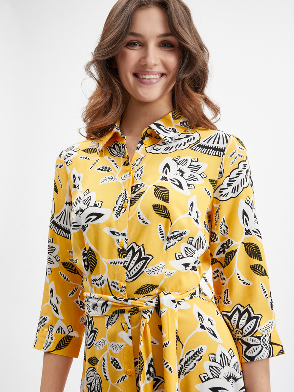 Orsay Žluté dámské květované šaty ORSAY