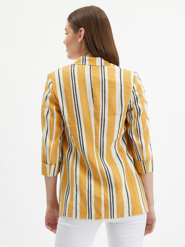 Orsay Oranžové dámské pruhované lněné sako ORSAY