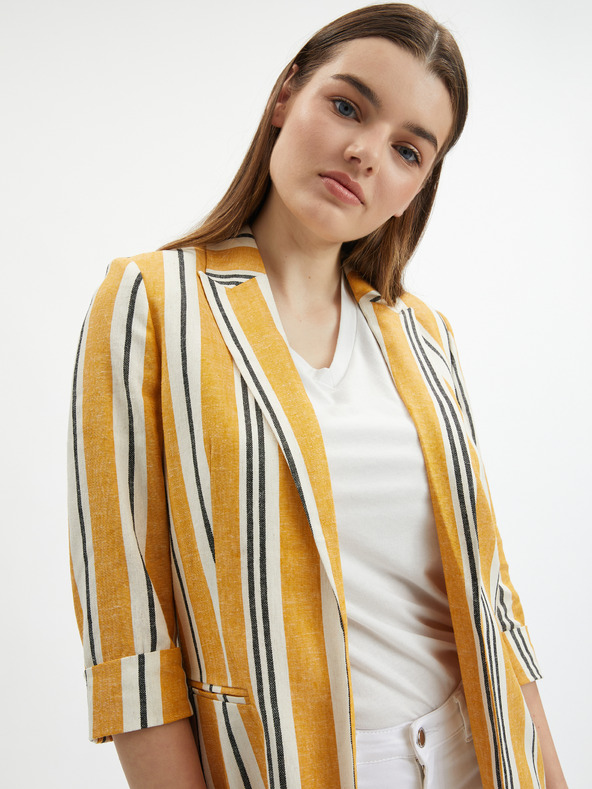 Orsay Oranžové dámské pruhované lněné sako ORSAY