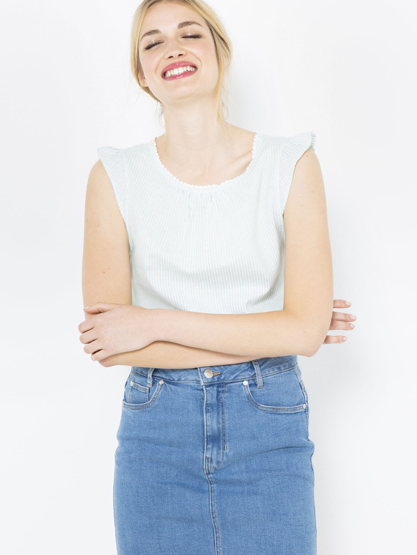 CAMAIEU Světle zelená lněná halenka CAMAIEU