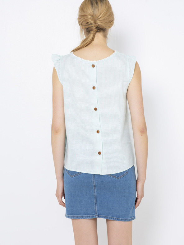 CAMAIEU Světle zelená lněná halenka CAMAIEU