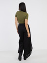 AWARE by VERO MODA Černé dámské kalhoty s příměsí lnu AWARE by VERO MODA Fia