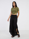 AWARE by VERO MODA Černé dámské kalhoty s příměsí lnu AWARE by VERO MODA Fia