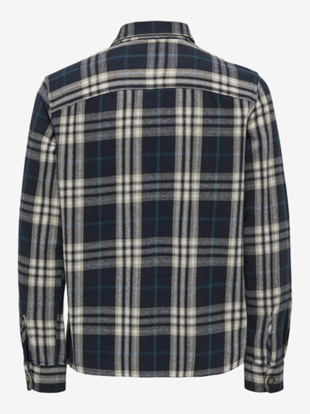 ONLY & SONS Béžovo-modrá pánská kostkovaná flanelová košile ONLY & SONS Scott