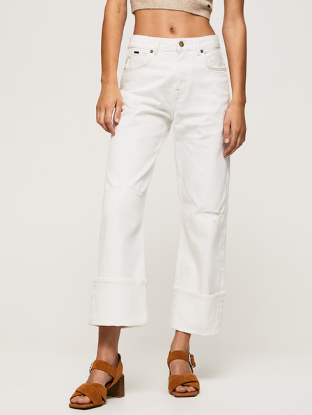Pepe Jeans Bílé dámské straight fit džíny Pepe Jeans