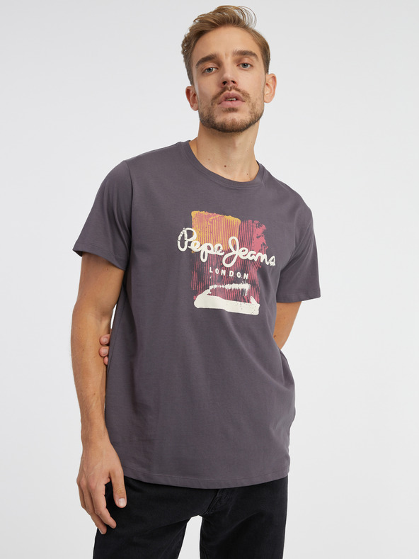 Pepe Jeans Šedé pánské tričko Pepe Jeans Melbourne