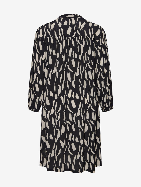 Fransa Krémovo-černé vzorované košilové šaty s tříčtvrtečním rukávem Fransa