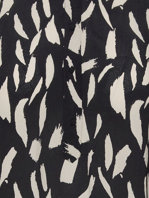 Fransa Krémovo-černé vzorované košilové šaty s tříčtvrtečním rukávem Fransa