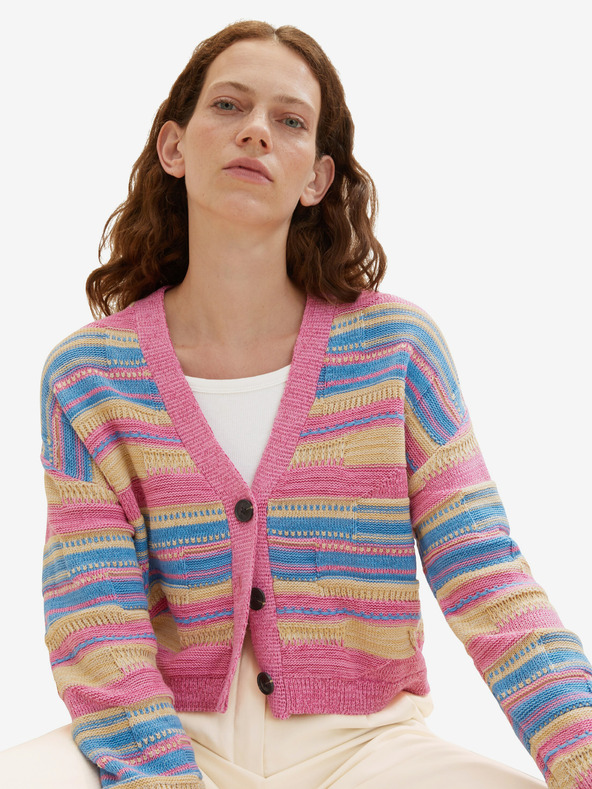 Tom Tailor Růžový dámský pruhovaný svetr Tom Tailor