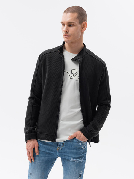 Ombre Clothing Černá pánská mikina na zip Ombre Clothing