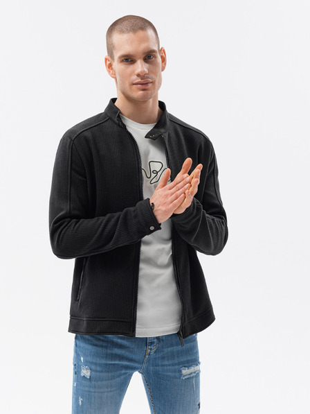 Ombre Clothing Černá pánská mikina na zip Ombre Clothing