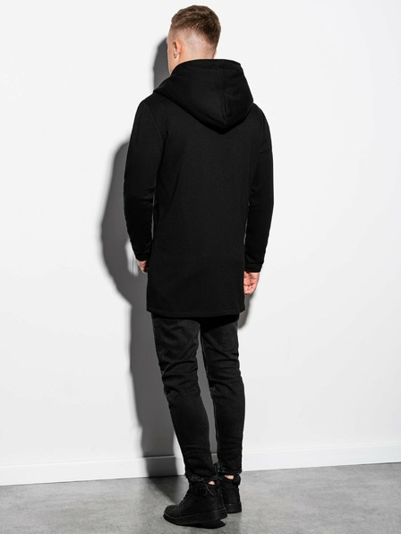 Ombre Clothing Černá pánská prodloužená mikina na zip s kapucí B668 HUGO