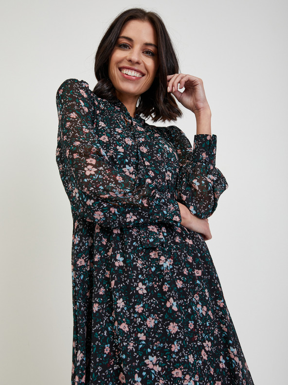 Orsay Černé dámské květované šaty ORSAY