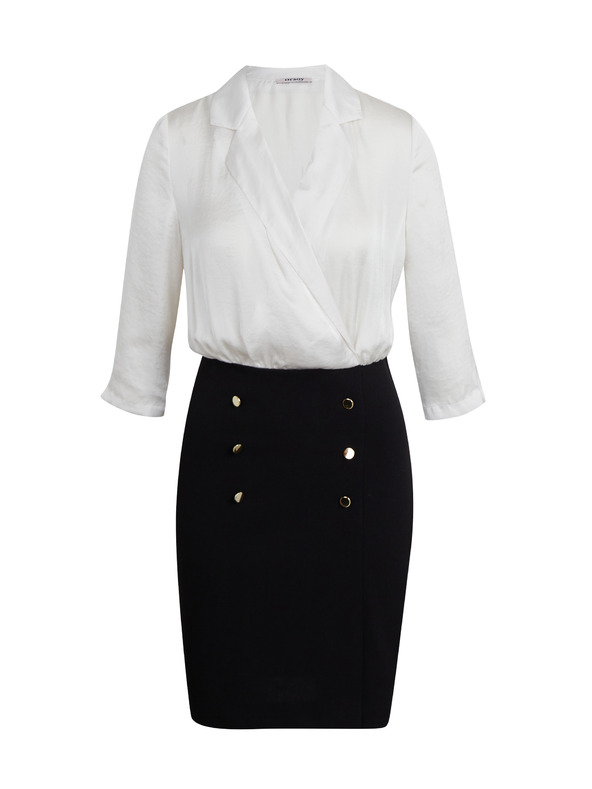 Orsay Krémovo-černé dámské pouzdrové šaty ORSAY