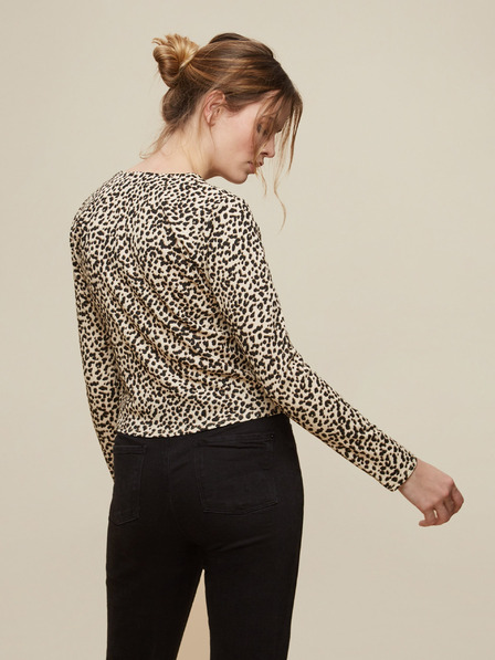 Dorothy Perkins Béžové krátké vzorované tričko s knoflíky Dorothy Perkins
