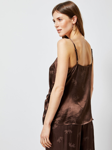 Dorothy Perkins Hnědý vzorovaný top se zavazováním Dorothy Perkins