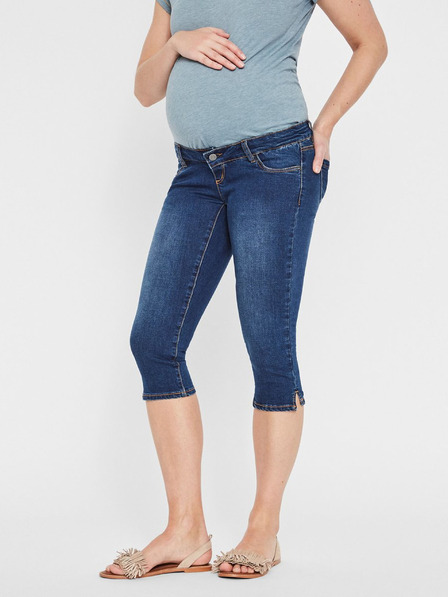 Mama.licious Modré těhotenské 3/4 slim fit džíny Mama.licious Lola