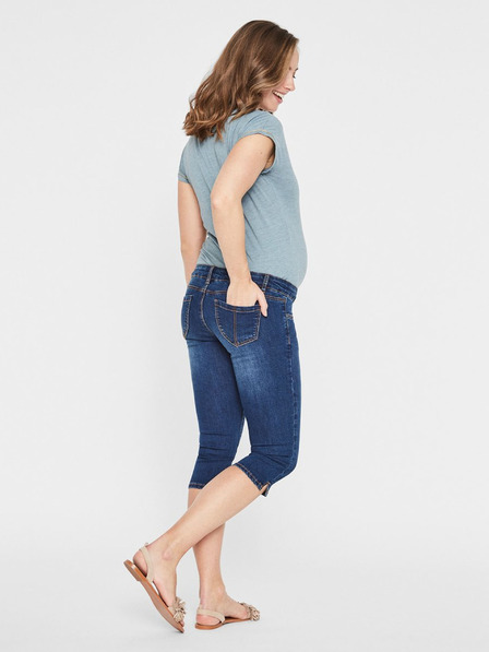Mama.licious Modré těhotenské 3/4 slim fit džíny Mama.licious Lola