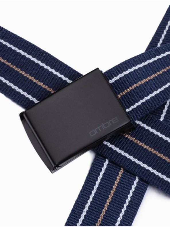 Ombre Clothing Tmavě modrý pánský pruhovaný pásek Ombre Clothing