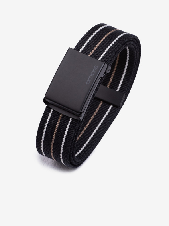 Ombre Clothing Černý pánský pruhovaný pásek Ombre Clothing