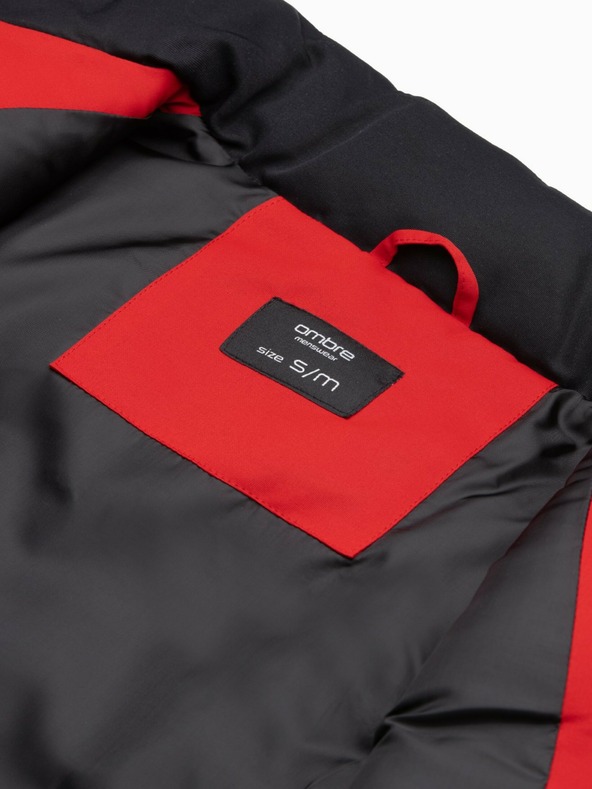 Ombre Clothing Černo-červená pánská prošívaná vesta Ombre Clothing