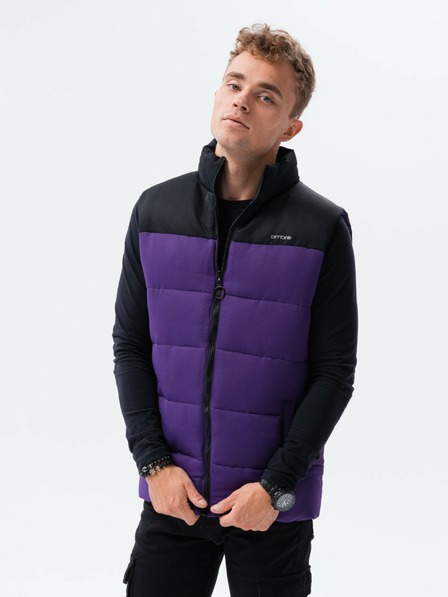 Ombre Clothing Černo-fialová pánská prošívaná vesta Ombre Clothing