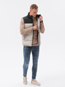 Ombre Clothing Černo-béžová pánská prošívaná vesta Ombre Clothing