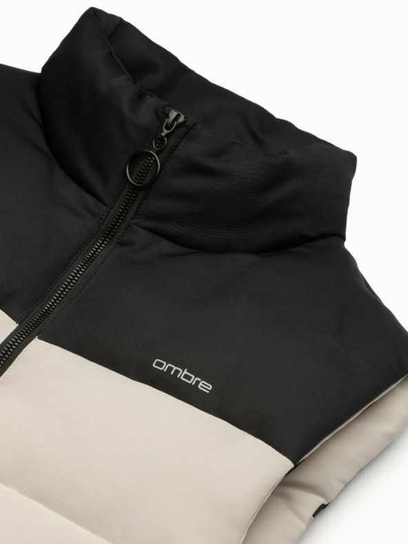 Ombre Clothing Černo-béžová pánská prošívaná vesta Ombre Clothing