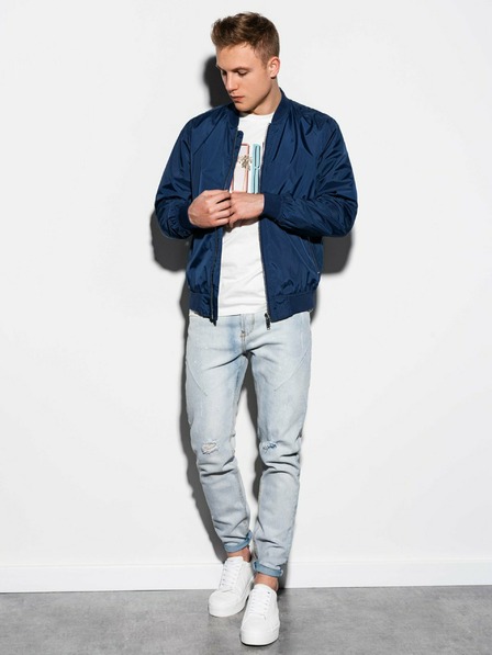 Ombre Clothing Pánská jarní bomber bunda C439 - námořnická